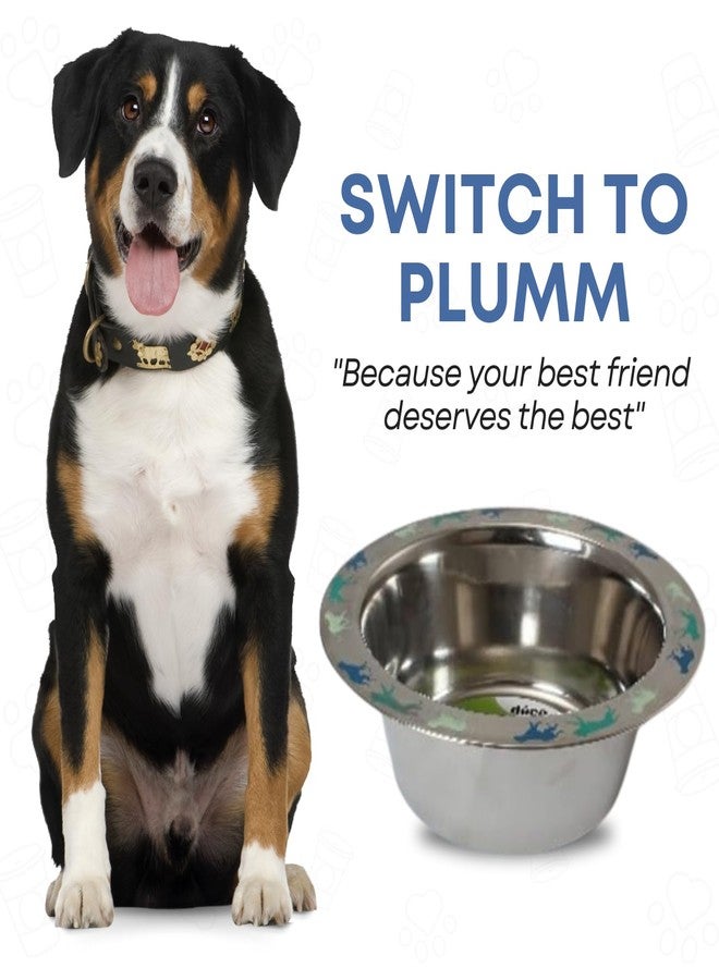 PLUMM Get Plumm Stainless Steel Pet Bowl for Dogs Feeding Bowl Bowlers Dog Food | Pet Bowl for Cat Big Size | Basic Pet Bowls for Dogs Large | 3D Printed Anti-Skid Rubber Base Water Food | Easy to Clean - Image 5